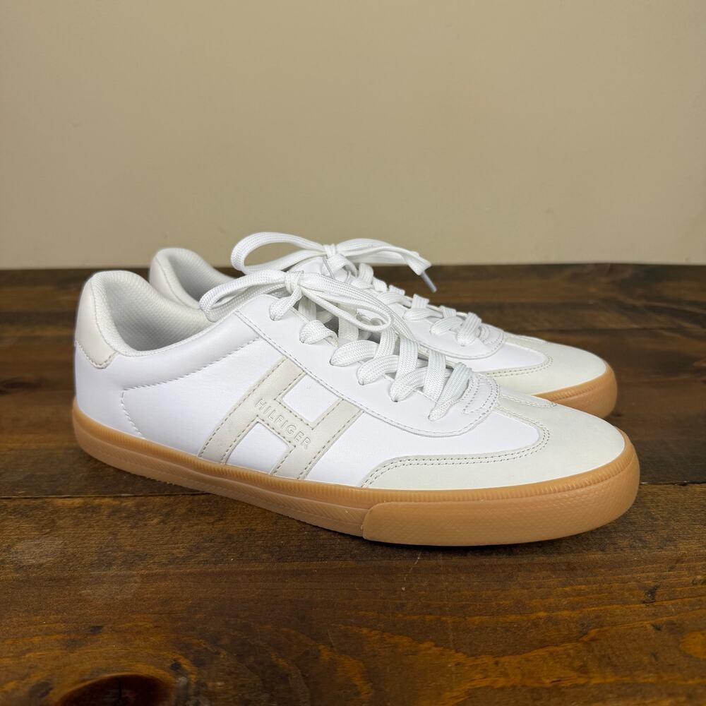 Tommy Hilfiger Lexeih Sneakers White Beige Faux Leather Casual Shoes Women's 10